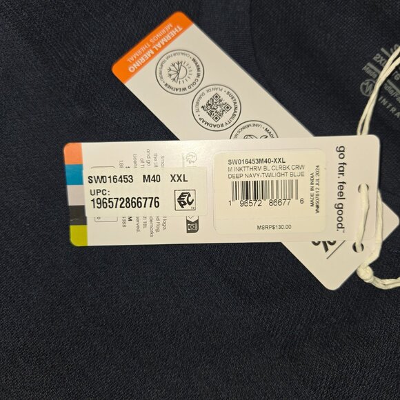 Smartwool Intraknit Thermal Merino Wool Crew Mens Long Sleeve Shirt Blue XXL NEW - Picture 3 of 7